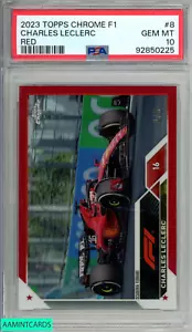 Topps 2023 cromo Fórmula 1 Charles Leclerc #8 rojo 2 de 5 PSA 10 GEMA MT - Imagen 1 de 3