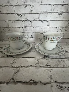 Crown Ming Fine China Flower Teacup and Saucer Set of 2 - Picture 1 of 4