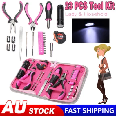 23Pcs Pink Household Tool Set Hand Tool Kit Set Gril Lady Women Home DIY Tool AU - image 1 of 4