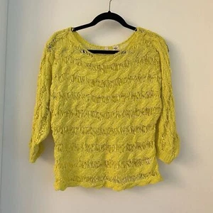 Anthropologie Moth Yellow Weave Stretch Yellow Top Size S - Bild 1 von 7