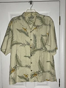 Tommy Bahama Men’s 100% Silk Hawaiian Floral Short Sleeve Shirt Large - Picture 1 of 4