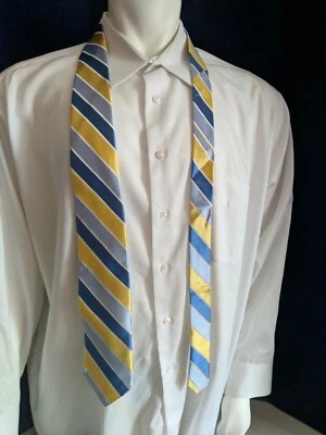 Jones New York мужской полосатый шелковый галстук синий и желтый  - Изображение 1 из 3