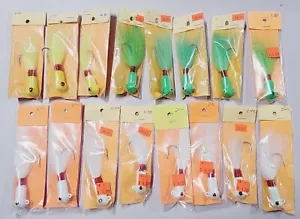 16 Stück - Bucktail Jigs Striper Köder 2oz grün gelb weiß Fluke Köder Set - Bild 1 von 4