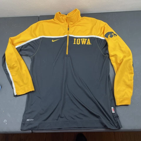 Nike Iowa Hawkeyes Jacket Mens M Gray Dri-Fit 1/4 Zip Authentic NCAA Logo Cover