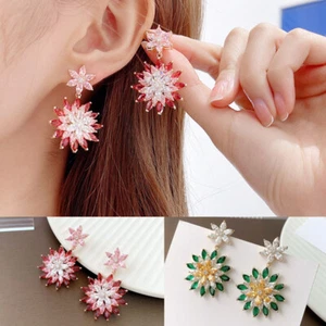 New Crystal Zircon Drop Dangle Earrings Ear Accessory Women Girls Jewelry Gifts - Picture 1 of 24