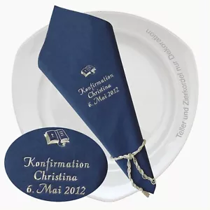 40 Servietten Konfirmation Jugendweihe Kommunion Lebenswende Feier Deko NAMEN - Bild 1 von 15