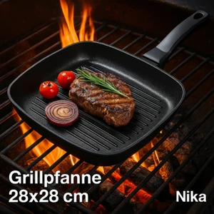 MICHELINO Grillpfanne Steakpfanne NORA Grill-Bratpfanne Induuktion Steak-Pfanne - Bild 1 von 3