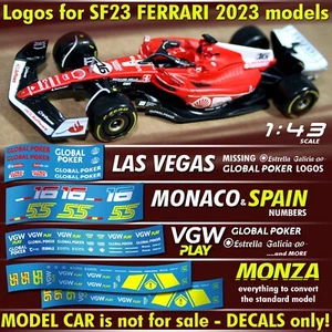 FERRARI SF23 decals LAS VEGAS MONACO SPAIN MONZA VGWplay 1:43 Sainz Leclerc 2023 - Picture 1 of 11