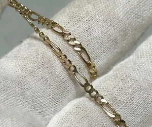 14K Yellow Gold Bracelet 3.77g Fine Jewelry 10.5" Lobster Clasp Figaro - Picture 1 of 19