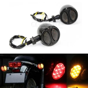 LED Bullet Red Brake Running Lamp Amber Turn Signal Light For Chopper Cafe Racer - Picture 1 of 11