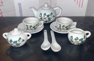 Delton Products White Flower Kids Tea Set For 2 - 11 Pieces - Picture 1 of 10