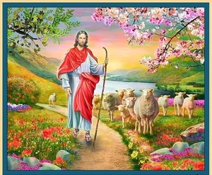 36" x 44" PANEL The Good Shepherd - Watching Over the Flock - QT fabrics cotton - Bild 1 von 1