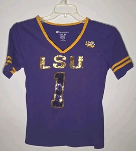 Damen T-Shirt XL Jersey Style LSU Pailletten - Bild 1 von 3