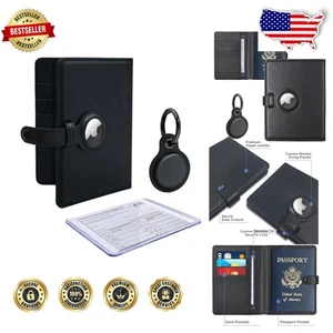 Portafoglio e porta passaporto unisex AirTag - nero, pelle, set etichette portachiavi - Foto 1 di 9