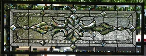 Stained Glass Transom window HANGING PANEL 35 1/4 X 14 incl hooks - Picture 1 of 4