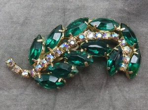 Spilla Juliana strass spilla vintage AB verde cristallo sfaccettato trasparente 2,5 in 38f - Foto 1 di 11