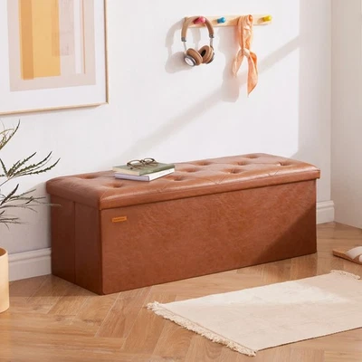 43.5 Inches Ottoman with Storage Bench, Folding Ottoman Bench Foot Rest Stool... - Image 1 of 4