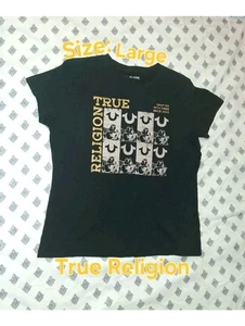 (LG)True Religion Black & Gold Logo Graphic T-Shirt - Bild 1 von 3
