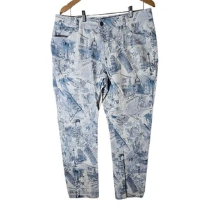 Women's W Lane Denim Jeans Size 16 Blue Destination Print Europe Vacation Wear - Picture 1 of 13