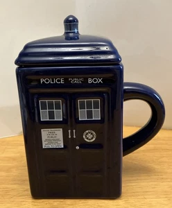 Dr Who Tardis Police Call Box Tea Cup Coffee Mug With Lid, Ceramic 2012 Zeon - Picture 1 of 12