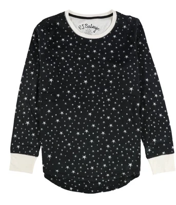 P.J. Suéter de pijama Salvage Fuzzy Stars para mujer, negro, mediano Foto 1 de 2