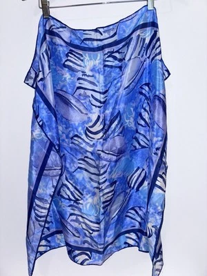 Bufanda de seda cuadrada vintage Vera azul violeta gris conchas marinas Foto 1 de 4