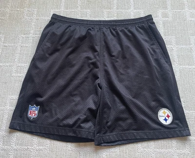 Vintage Pittsburgh Steelers Mesh Shorts Reebok On Field Black Authentic Mens Lrg - Image 1 of 4