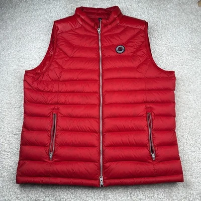 Chaleco acolchado Abercrombie & Fitch para hombre 2XL rojo chaqueta cortavientos plumón de pato A&F Foto 1 de 4