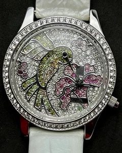 New VICTORIA WIECK Women’s 37mm Quartz Watch Steel Rhinestone Hummingbird White - Picture 1 of 20