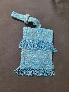 Borsa/borsa flapper vintage epoca anni '20 ** perline taglio blu cielo!! - Foto 1 di 6