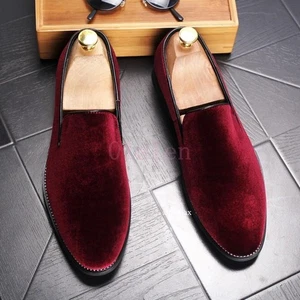 British Men’s Velvet Loafers Dress Formal Business Banquet Casual Wedding Shoes - Picture 1 of 27