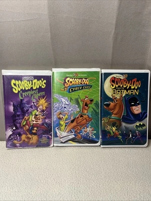 Scooby-Doo VHS Lot Of 3 Movies (Creepiest Capers - Cyber Chase - Meets Batman) - Image 1 of 4
