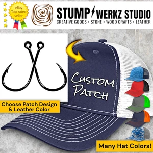 Custom Trucker Hat Baseball Cap Personalized Richardson Fishing Crossed Hooks - Picture 1 of 21