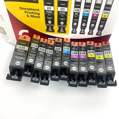 Lot 11 Canon PGI-225 Black CLI-226 Cyan Magenta Yellow Ink Cartridge GENUINE OEM - Image 1 of 4