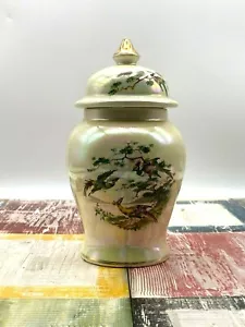 Vintage Sadler Iridescent Lustre Lidded Pot Urn Tea Caddie Birds Floral Design - Picture 1 of 12
