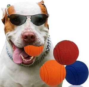  HIGH BOUNCING Indestructible Tough Solid Core Rubber Dog Ball Interactive Toys  - Picture 1 of 21