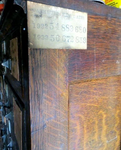 24 drawer Cabinet Antique TIGER OAK Wooden Industrial Vtg 1930's  New Jersey Cover