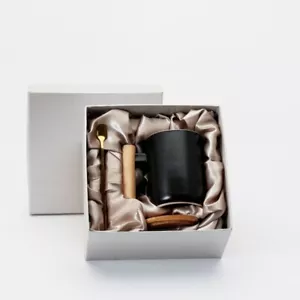 High quality ceramic coffee mug comes with bamboo lid, stainless steel spoon - Picture 1 of 4