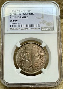 Poland 1964 10 Złotych Jagiełło University NGC MS66 Raised High Grade K. Wielki - Picture 1 of 5