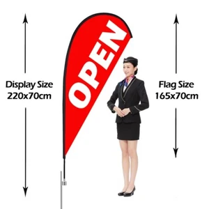2.2m red OPEN Flag Replacement Outdoor Advertising Banner Flag with Spike - Picture 1 of 9
