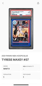 2021-22 NBA Hoops Tyrese Maxey SP Blue Color Match PSA 9 Pop 1 /1^ 2nd Year 76er - Picture 1 of 5
