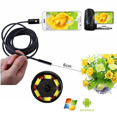 A49C Endoskop Kamera Wasserdicht 7mm USB Inspektion Kamera mit 6 LED Android PC  - Bild 1 von 4