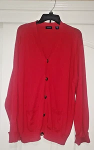 vintage Pre Owned MENS Lacoste Izod Red LARGE Cardigan Sweater - Picture 1 of 9