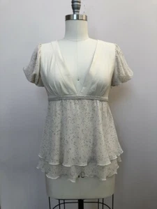 Krizia Poi Womens Cotton Viscose Blouse Top Beige Black Size EU 42, US 8 - Picture 1 of 12