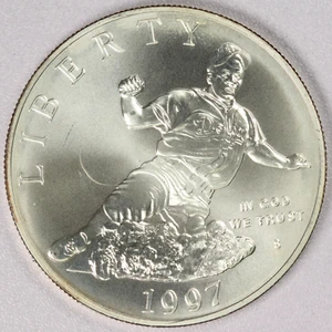 1997 Jackie Robinson Baseball - US Commemorative 90% Silver Dollar US Mint - Picture 1 of 2