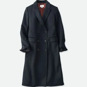 UNIQLO Ines de la Fressange IDLF Wool Blend Chesterfield Coat Navy Blue Size M - Picture 1 of 1