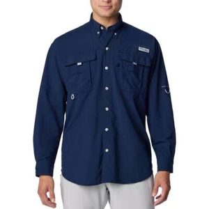 Columbia PFG Bahama II Long Sleeve Shirt Mens Navy - Picture 1 of 2