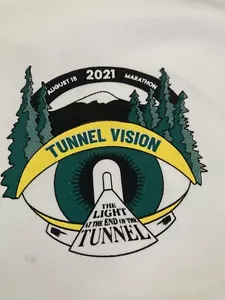 Light At The End Of The Tunnel - Men's white T-Shirt 2021 Marathon - Picture 1 of 12