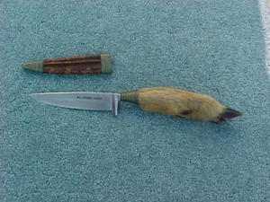 Vintage Deer Hoof / Foot Handle German A7-80 Fixed Blade Sheath Knife Solingen - Picture 1 of 9