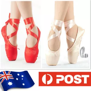 AU STOCK GIRLS TO ADULTS PROFESSIONL SATIN BALLET DANCE TOE POINTE SHOES DA015 - Picture 1 of 22